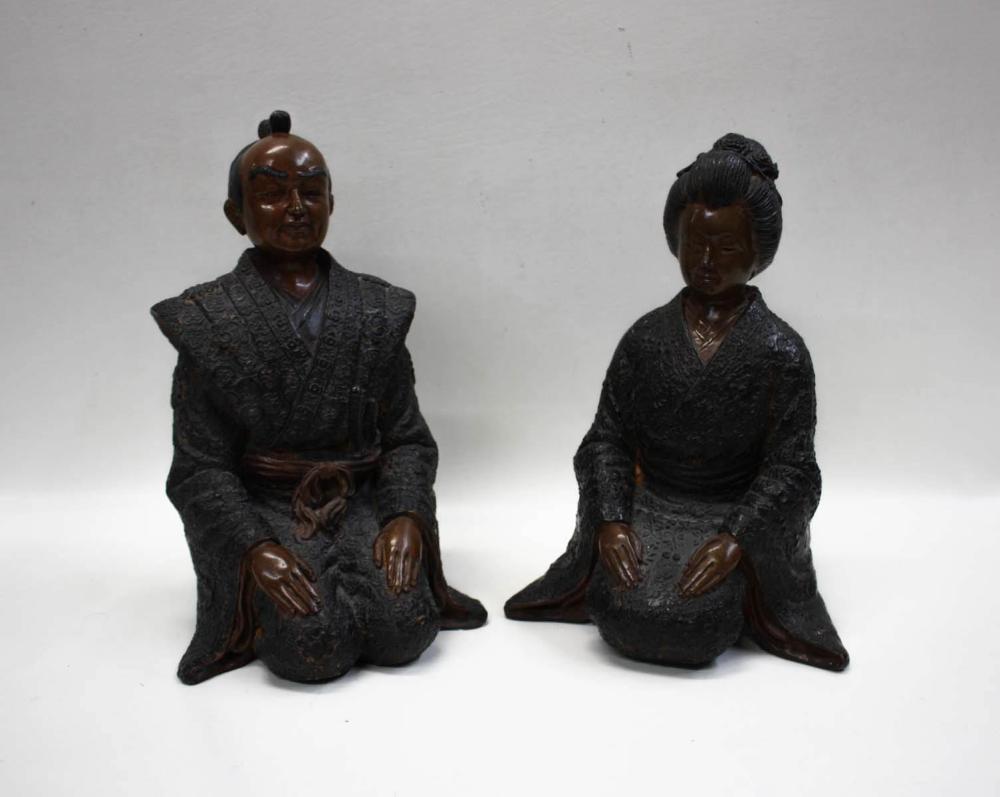 PAIR OF JAPANESE POLYCHROME FIGURAL