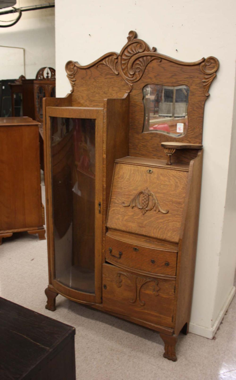 LATE VICTORIAN OAK SECRETARY BOOKCASE  33f360