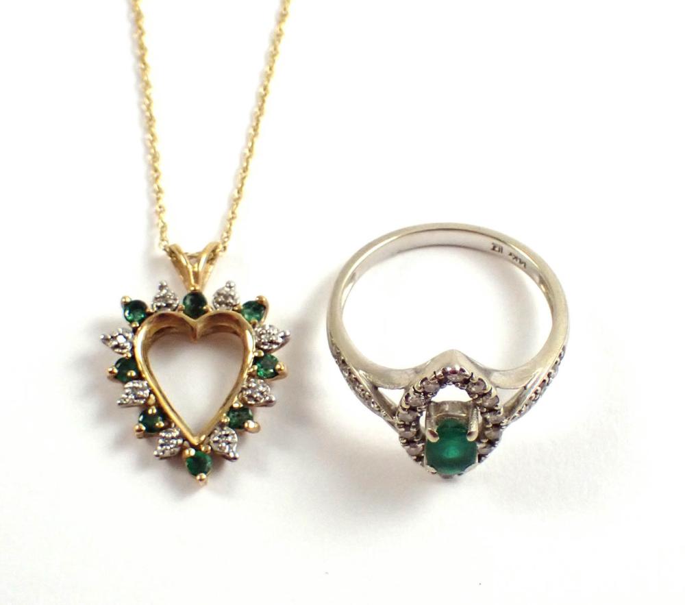 TWO ARTICLES OF EMERALD AND DIAMOND 33f377