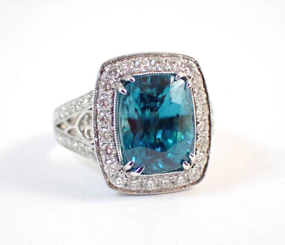 BLUE ZIRCON DIAMOND AND FOURTEEN 33f394