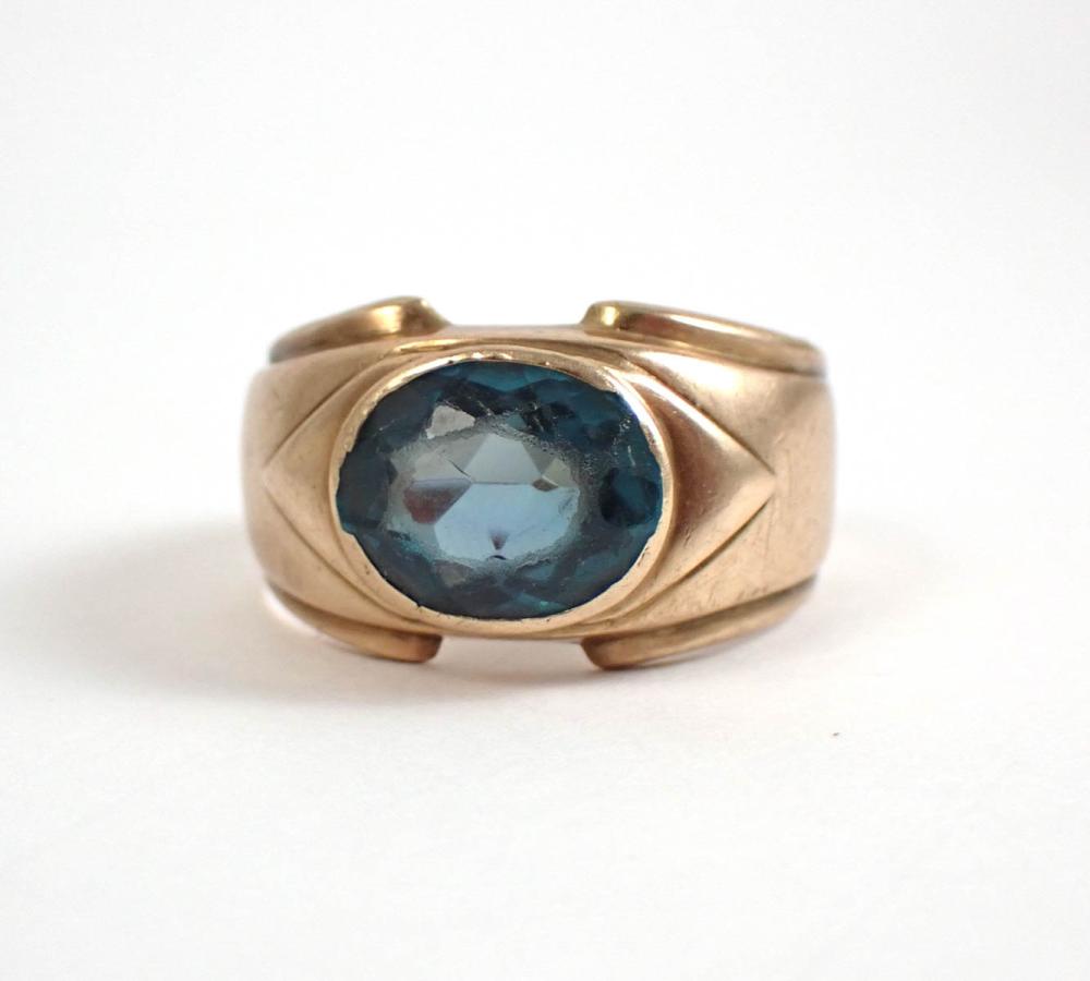 MAN S TEAL SPINEL AND YELLOW GOLD 33f3bc