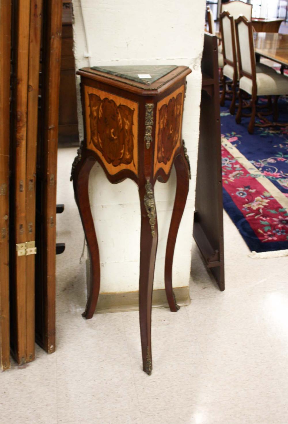 TRIANGULAR LOUIS XV STYLE PEDESTAL TABLE,