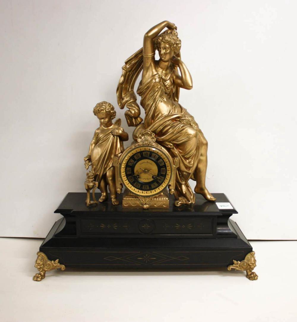 FRENCH STATUE CLOCK ATTRIBUTED 33f442