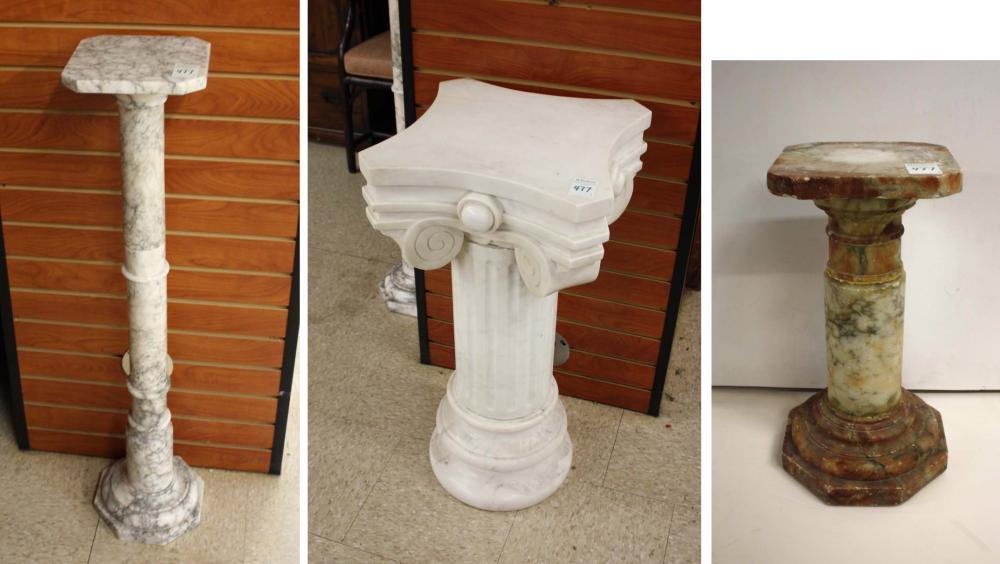 THREE MARBLE COLUMN PEDESTALS  33f47f