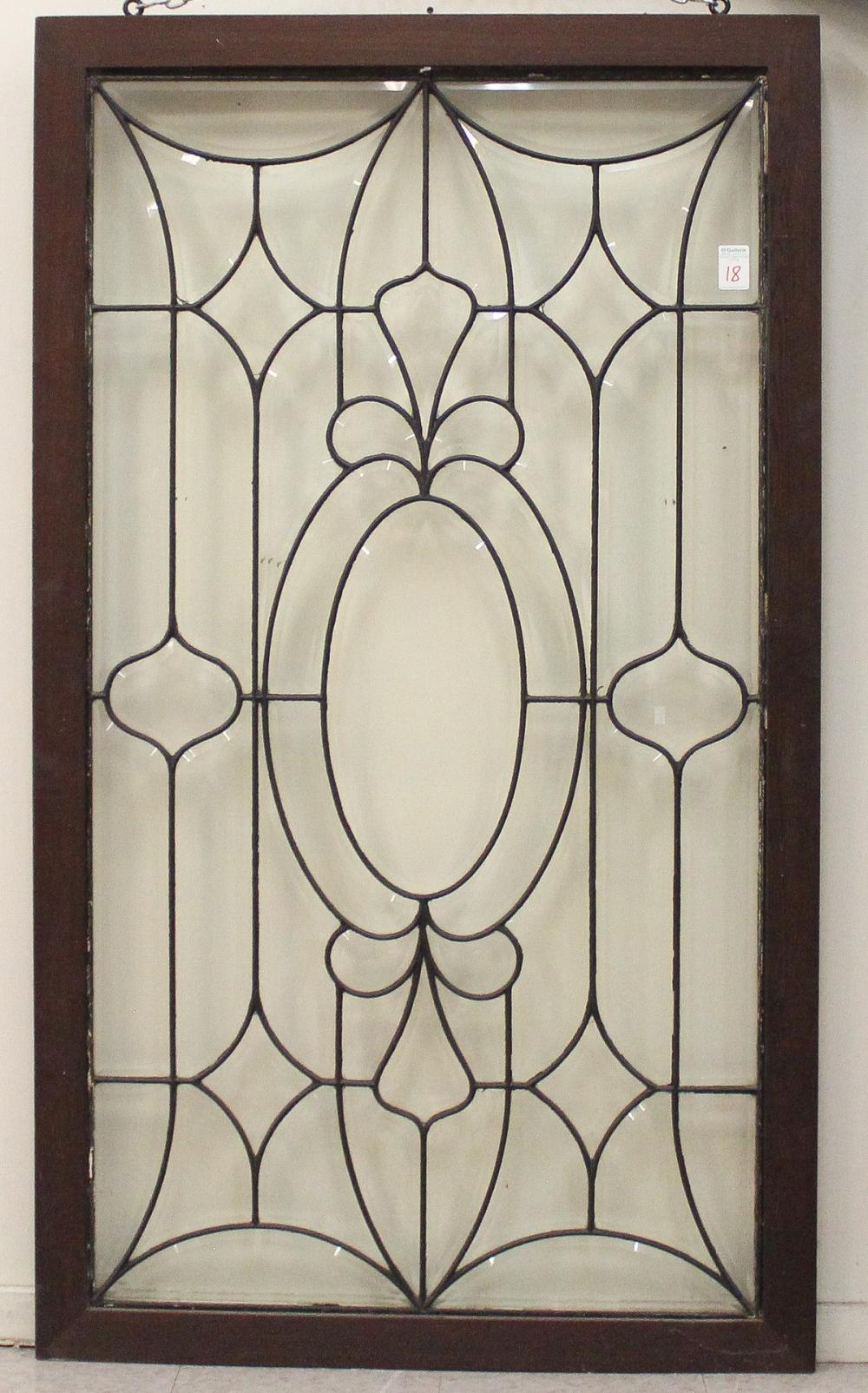 BEVELED AND LEADED GLASS WINDOW, AMERICAN,