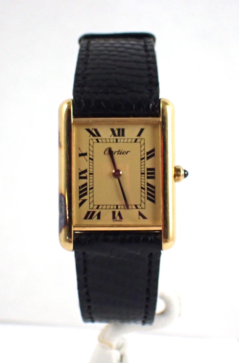 LADY'S CARTIER TANK QUARTZ VERMEIL