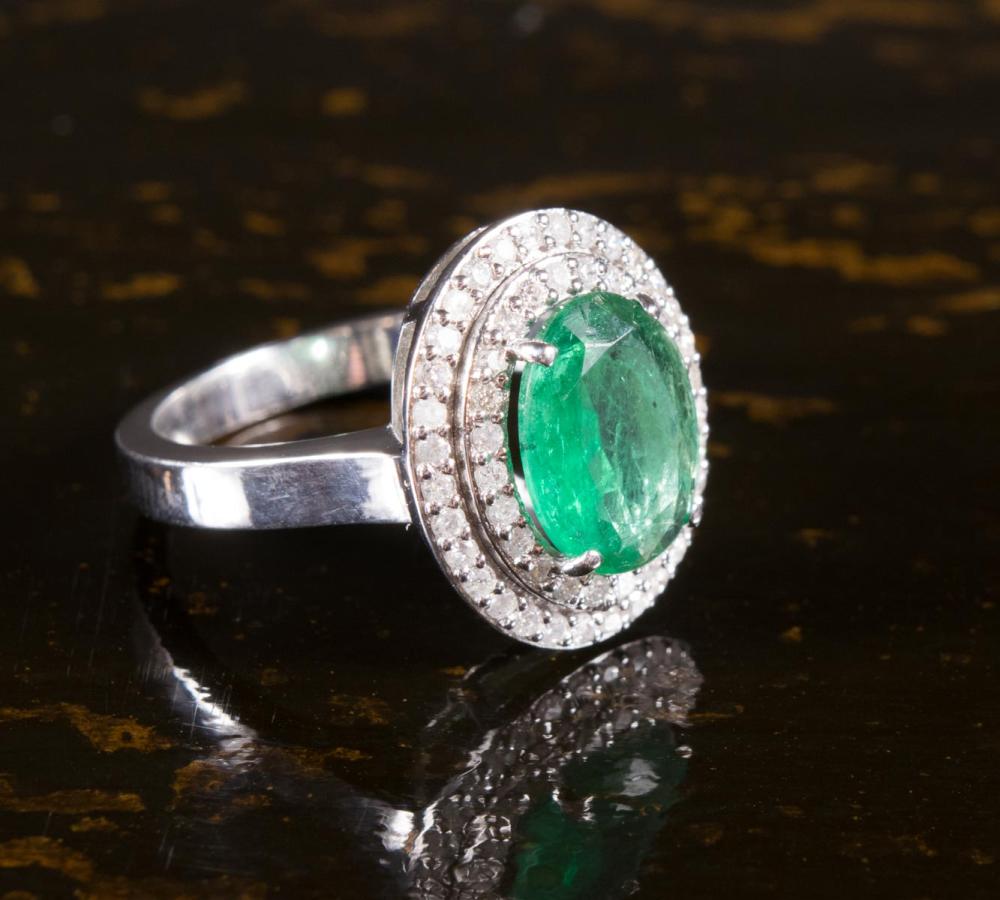 EMERALD, DIAMOND AND EIGHTEEN KARAT