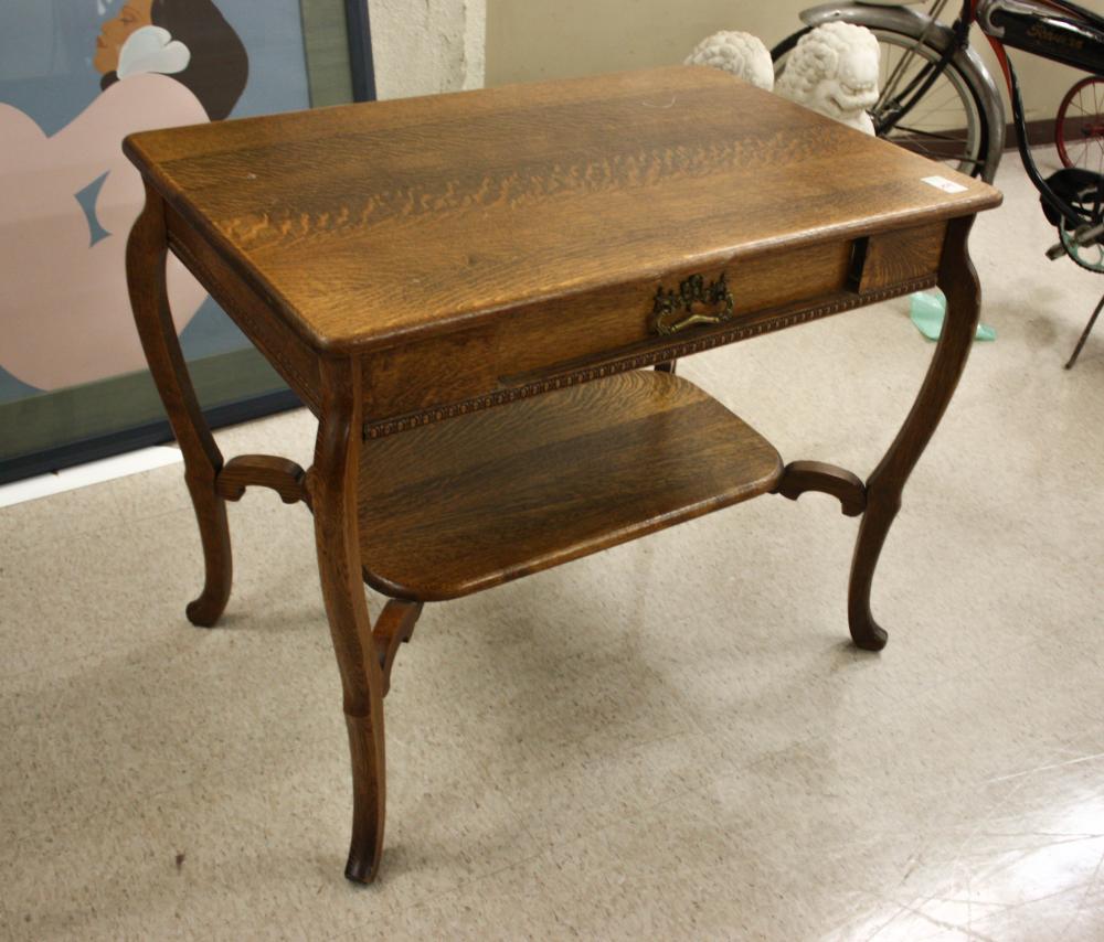 ANTIQUE OAK LIBRARY TABLE, AMERICAN,