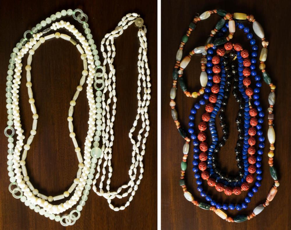 COLLECTION OF NINE BEAD NECKLACES: