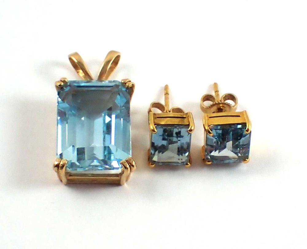 BLUE TOPAZ PENDANT AND MATCHING