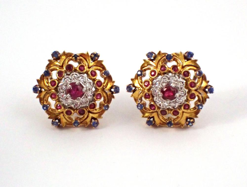 PAIR OF RUBY DIAMOND BLUE SAPPHIRE 33f5e7