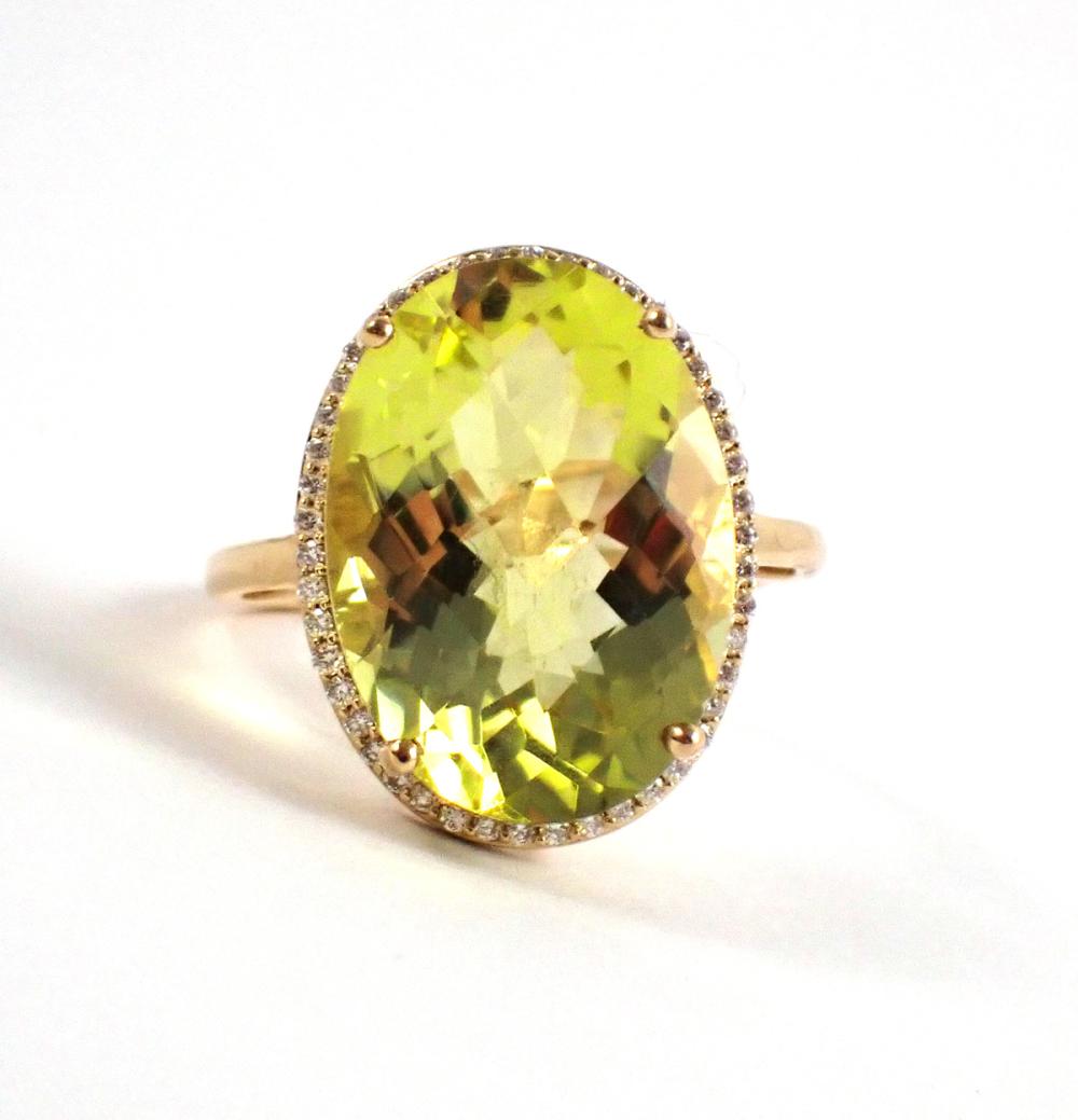 LEMON CITRINE, DIAMOND AND FOURTEEN