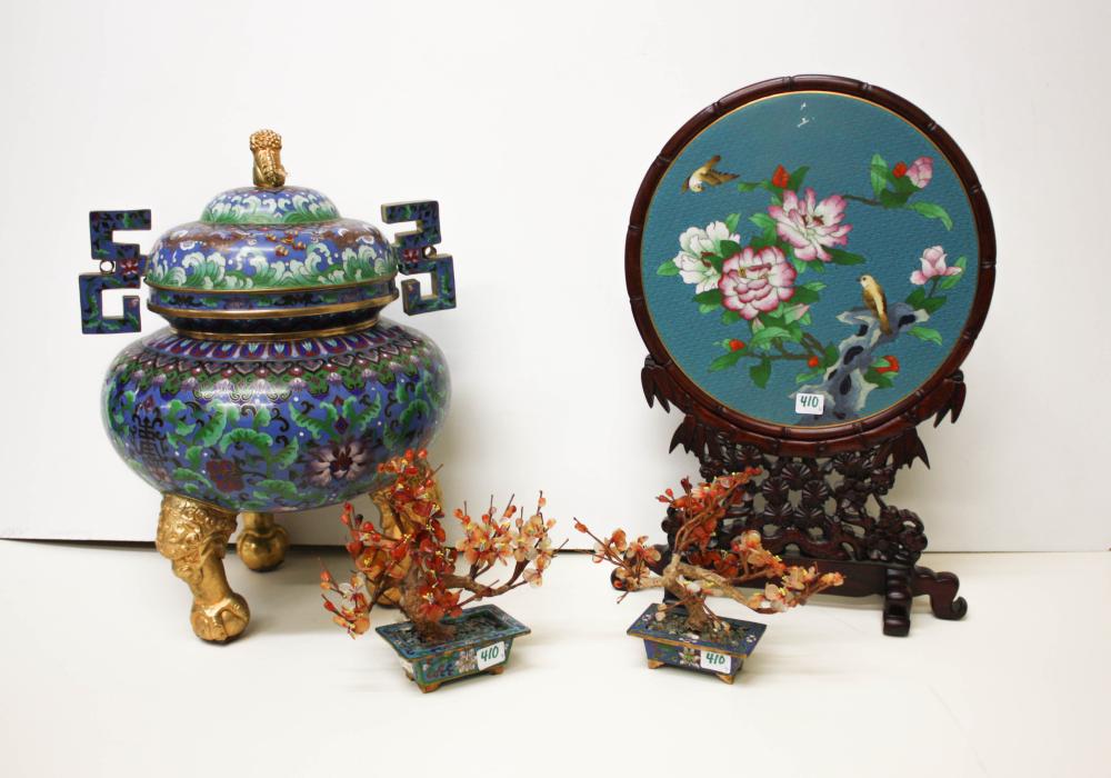 FOUR ARTICLES OF CHINESE CLOISONNE  33f60b