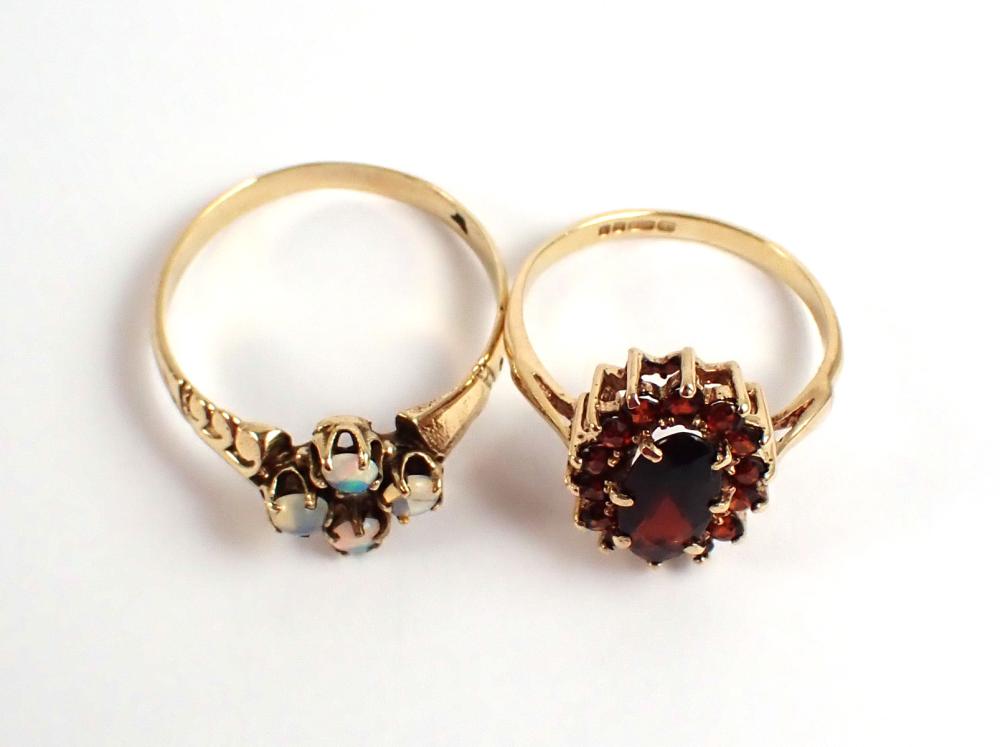 TWO GEMSTONE AND YELLOW GOLD RINGS  33f633