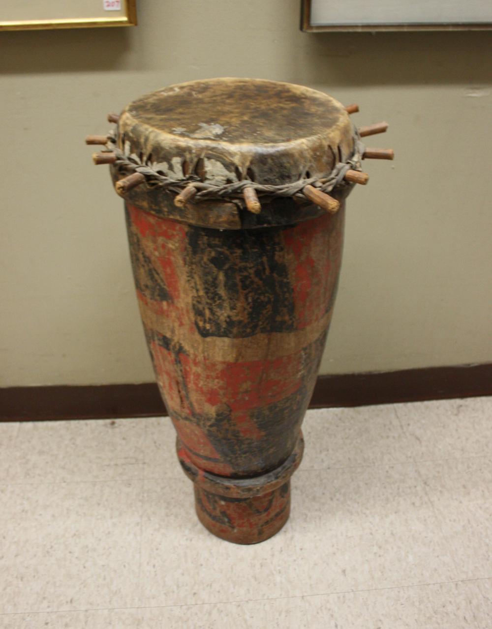 LARGE AFRICAN WOODEN DRUM LIKELY 33f63f
