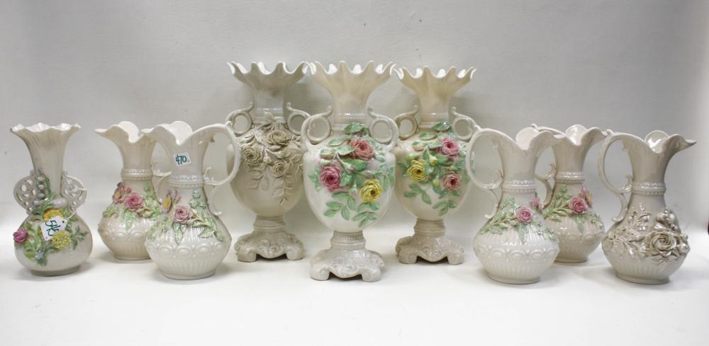 NINE BELLEEK PARIAN PORCELAIN VESSELS  33f643