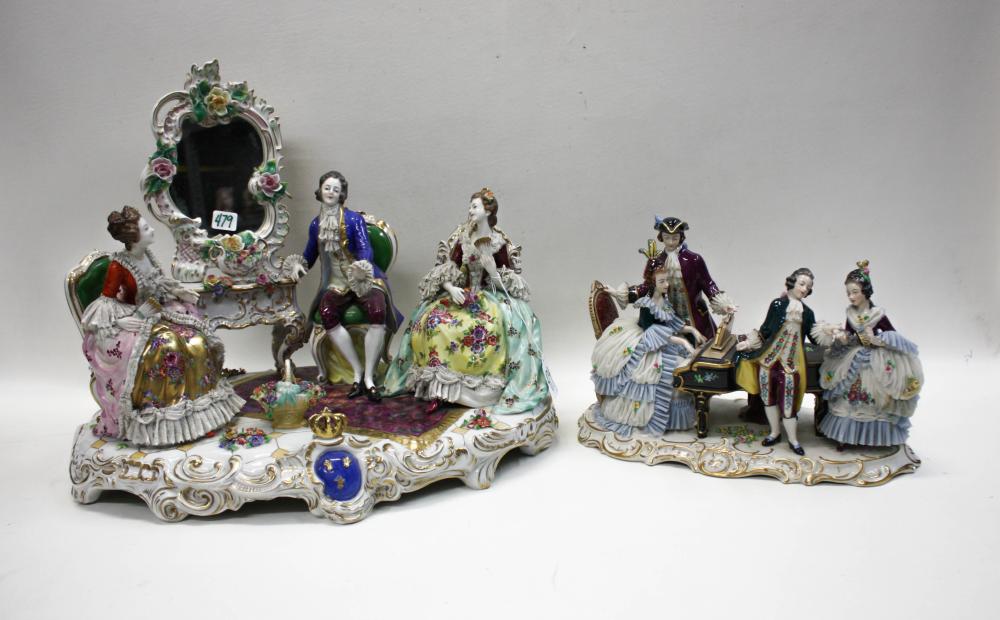 TWO GERMAN PORCELAIN FIGURAL GROUPS,