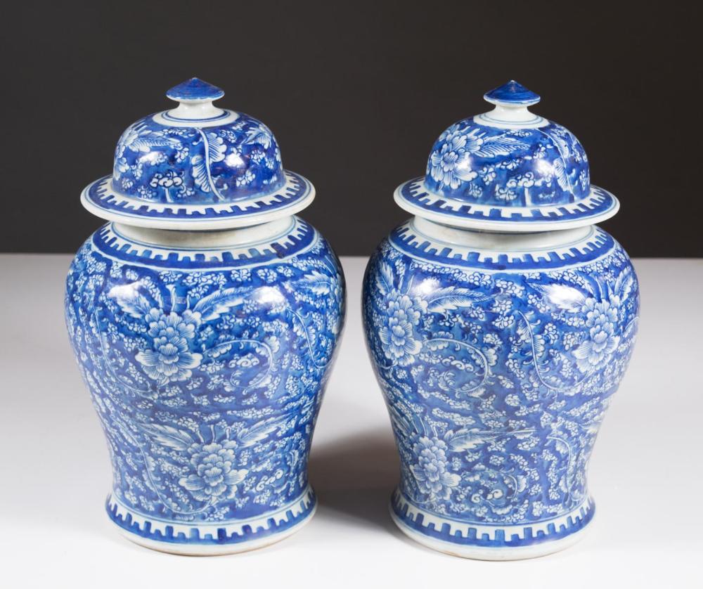 PAIR OF CHINESE BLUE AND WHITE