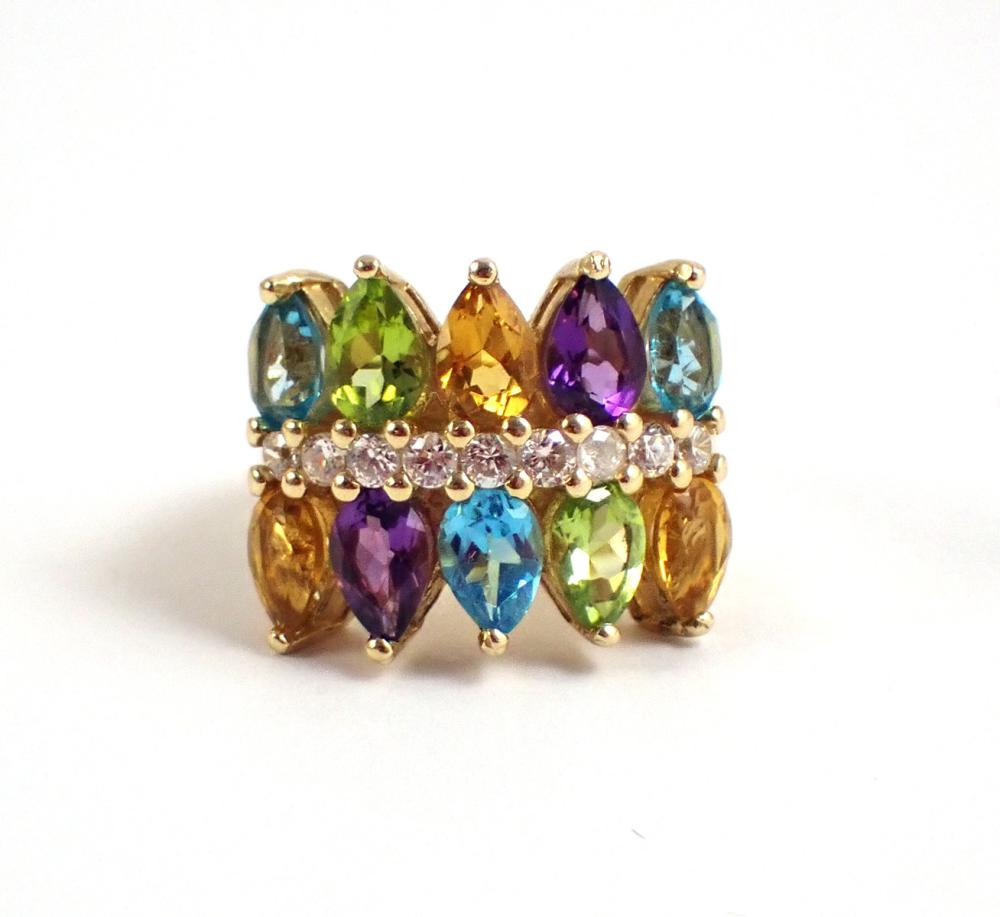 MULTI-COLOR GEMSTONE AND FOURTEEN