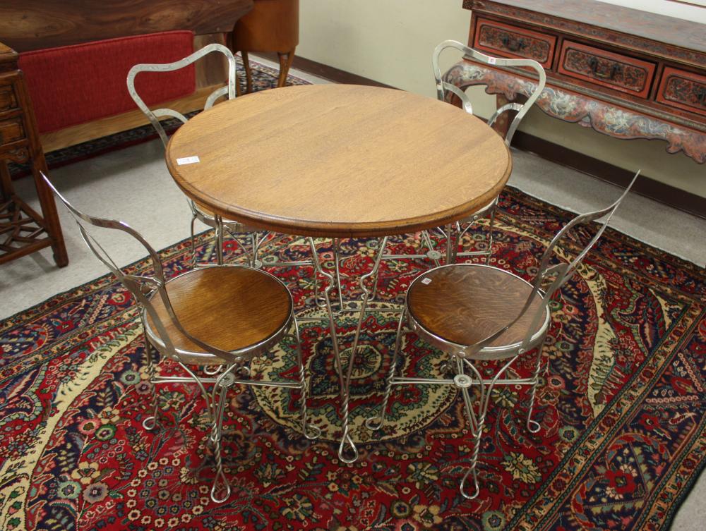 FIVE PIECE CAFE TABLE AND CHAIR 33f6c5