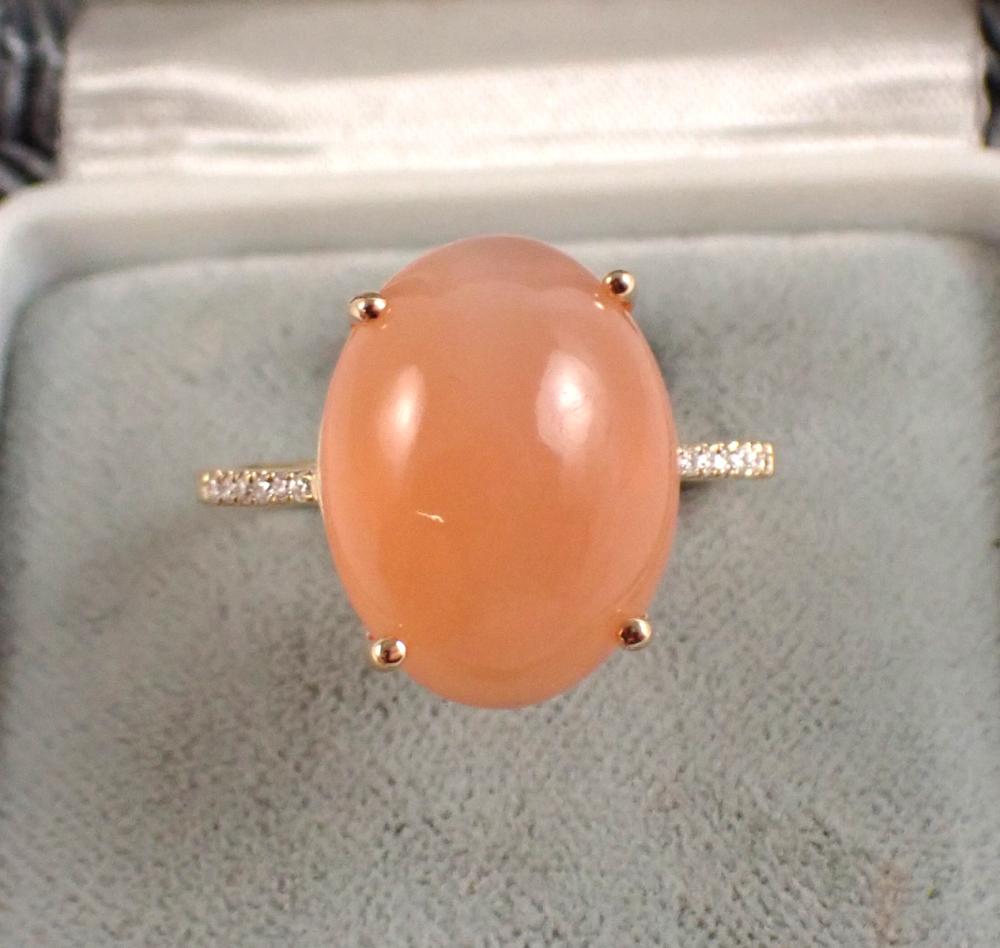 PEACH CAT'S EYE MOONSTONE AND DIAMOND