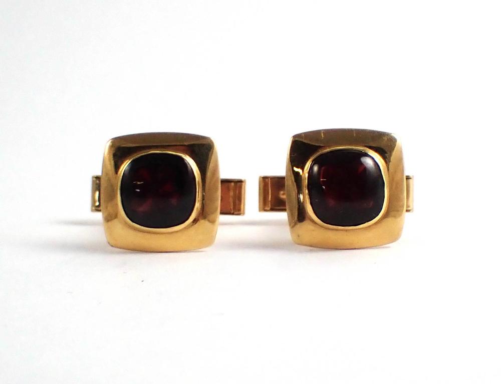 PAIR OF GARNET AND FOURTEEN KARAT