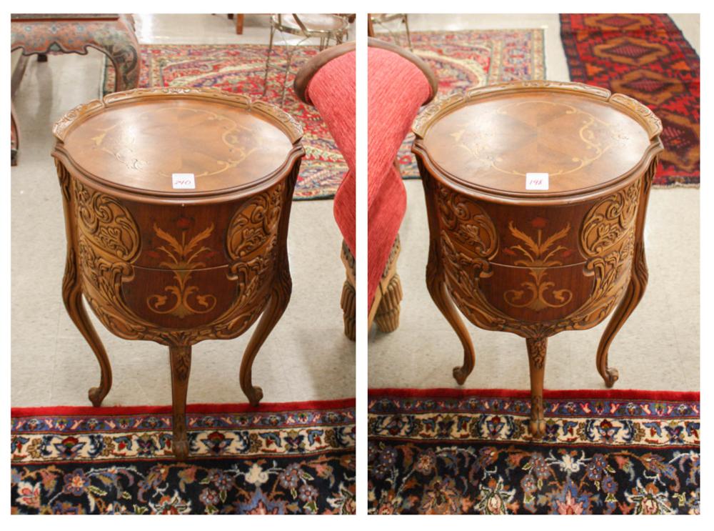 PAIR OF LOUIS XV STYLE END TABLES,