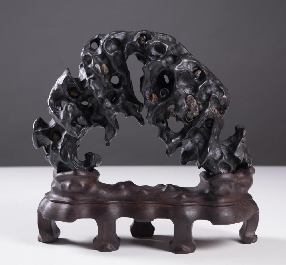 CHINESE SCHOLAR ROCK, ARCHING BLACK