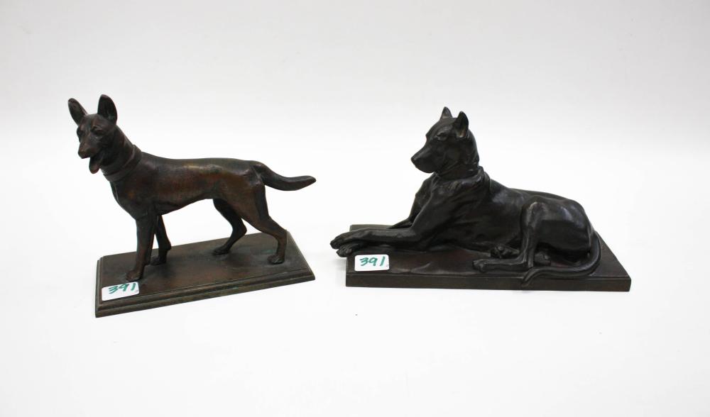 TWO BRONZE CANINE SCULPTURES ONE 33f7b5