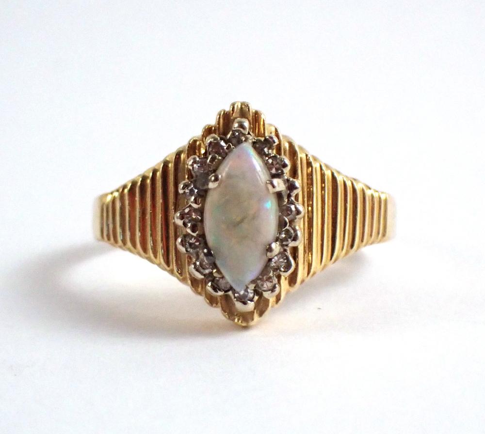 OPAL, DIAMOND AND FOURTEEN KARAT