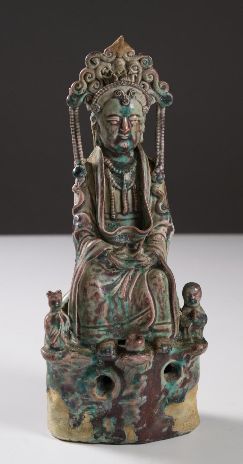 CHINESE POTTERY GUANYIN SCULPTURE  33f842