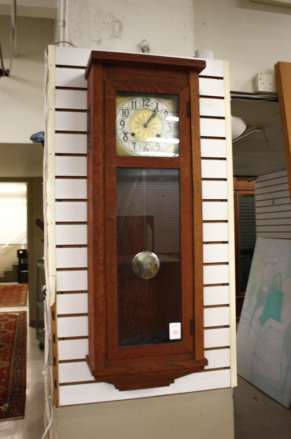 OAK LONGCASE WALL CLOCKAN OAK LONGCASE