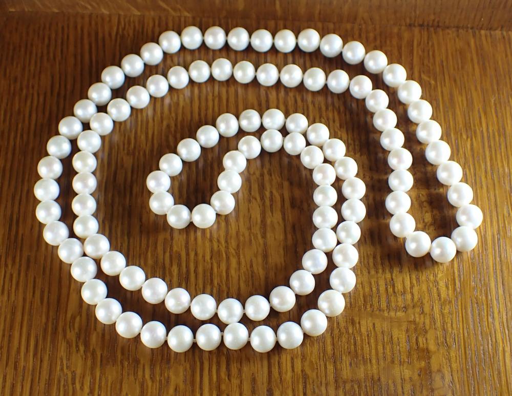 ROPE LENGTH WHITE PEARL NECKLACEROPE 33f900