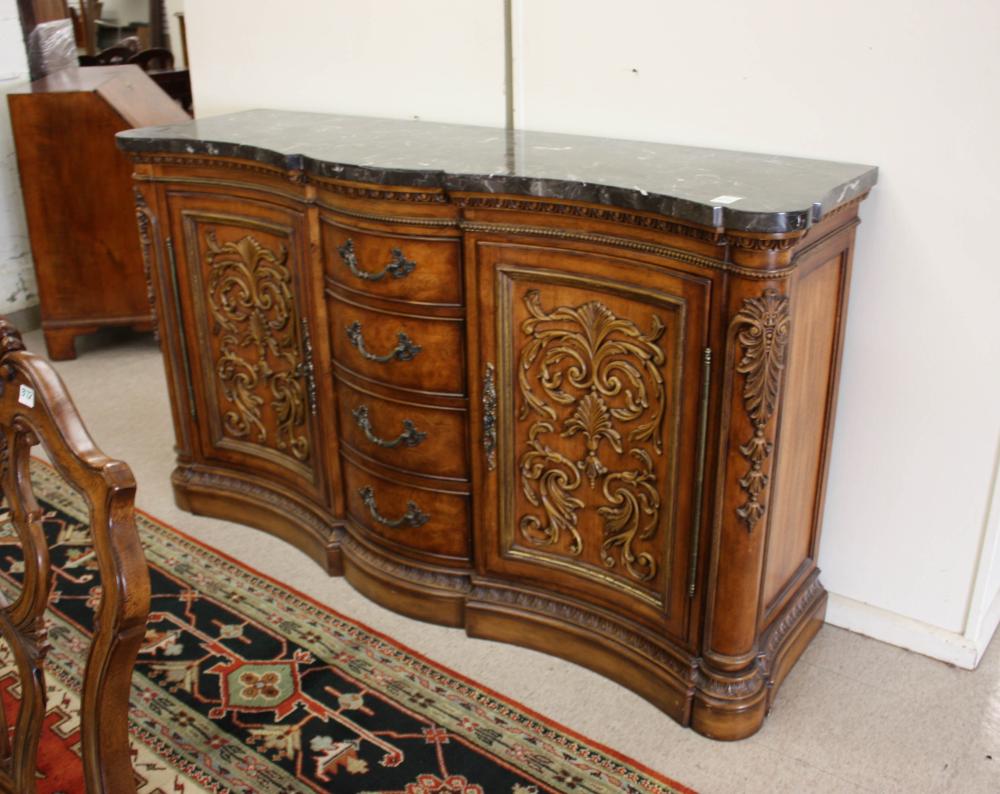 CONTINENTAL STYLE MARBLE-TOP PECAN