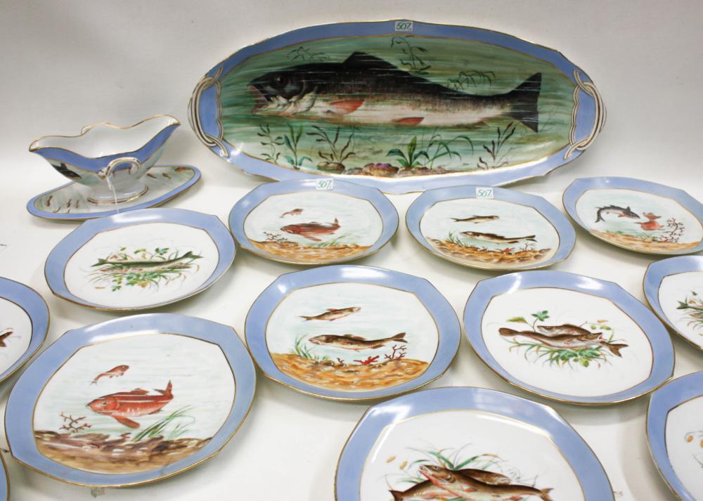 LIMOGES FISH SETFOURTEEN PIECE LIMOGES