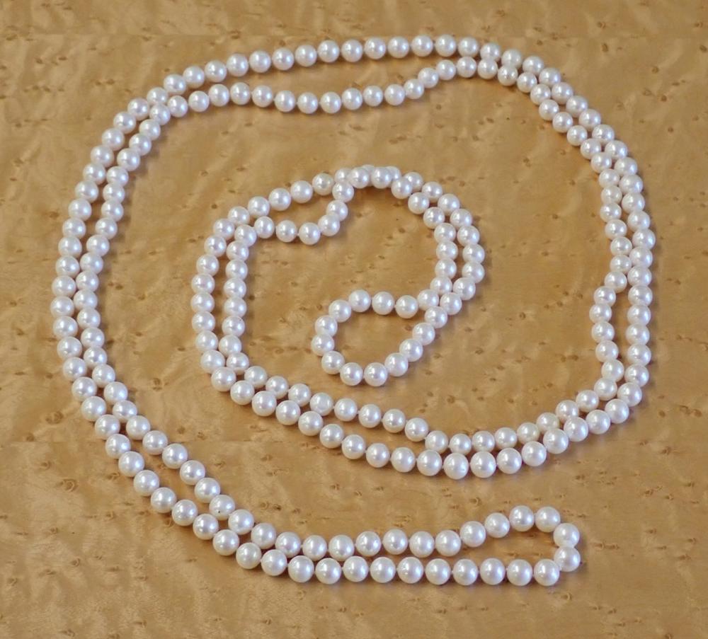 ROPE LENGTH WHITE PEARL NECKLACEROPE 33f9da