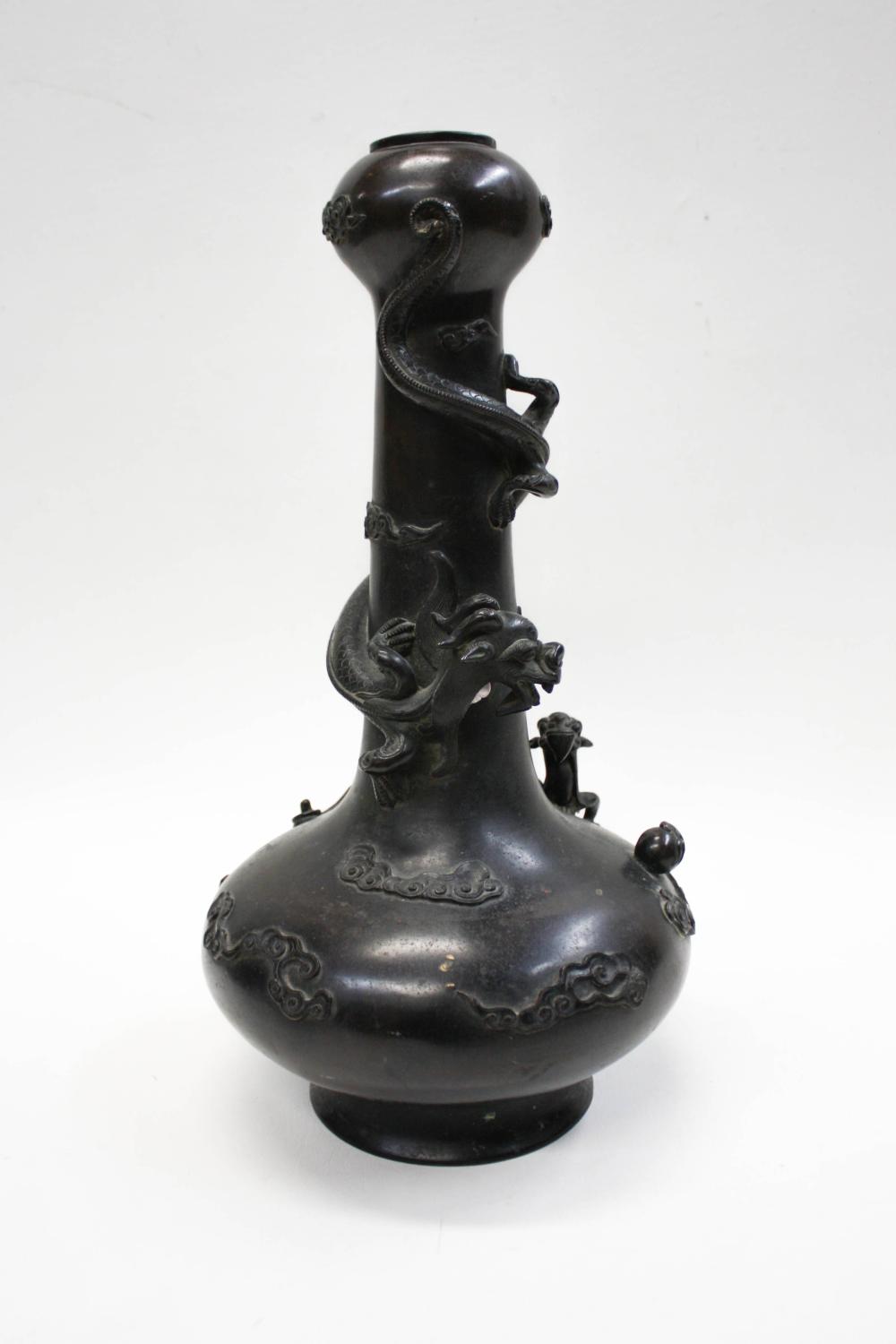 JAPANESE BRONZE DRAGON VASE, OF