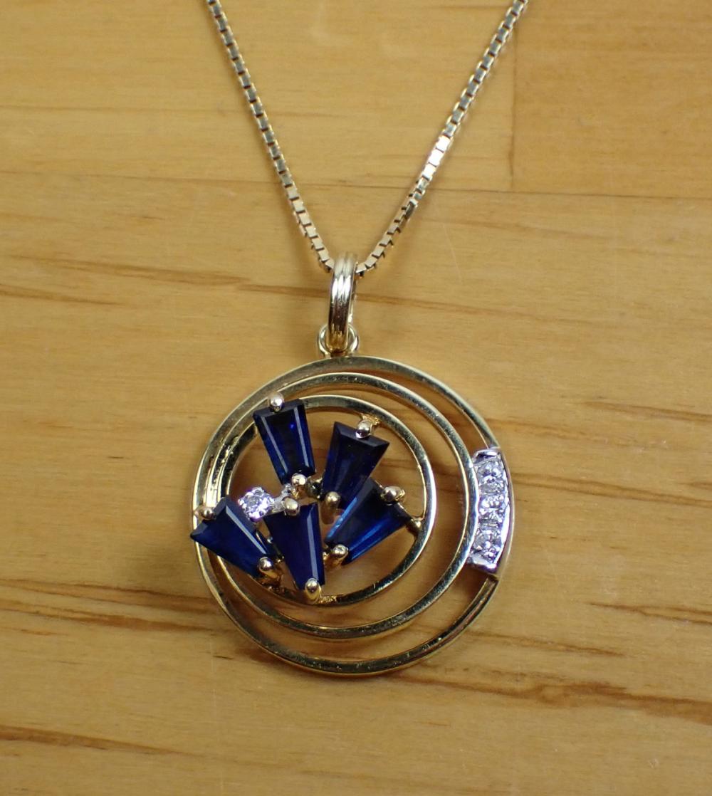 SAPPHIRE AND DIAMOND PENDANT NECKLACE  33f9ef