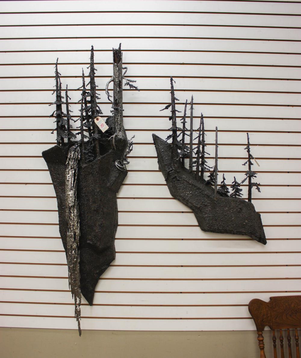 TWO METAL WALL SCULPTURES, ANONYMOUS
