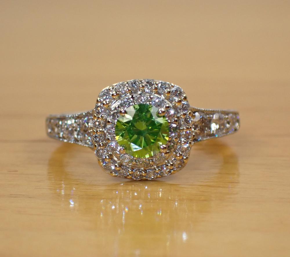 GREEN DIAMOND AND FOURTEEN KARAT