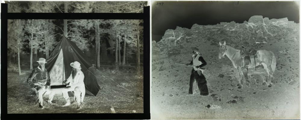 TWO PHOTOGRAPHIC GLASS NEGATIVES: