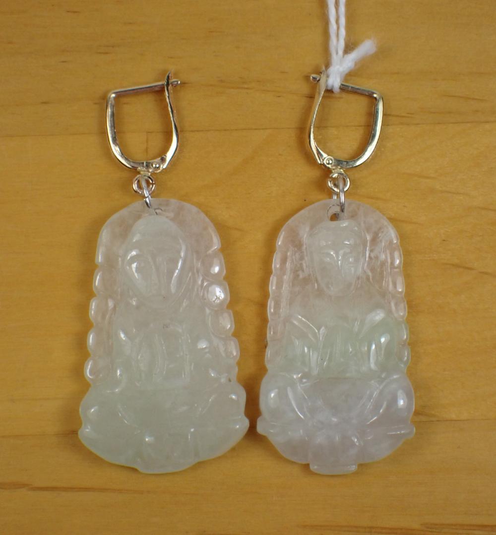 PAIR OF JADE AND FOURTEEN KARAT