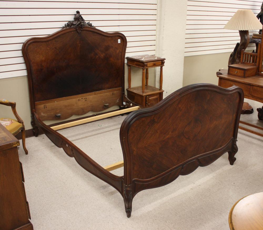 LOUIS XV STYLE WALNUT BED WITH
