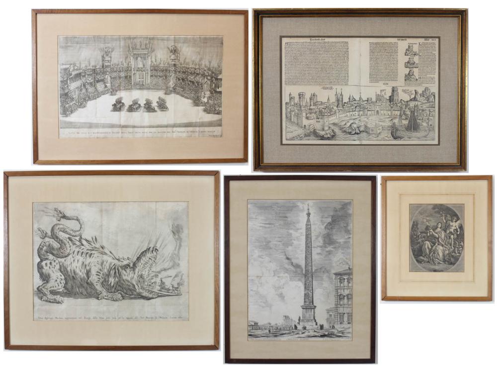 FIVE EARLY PRINTS: 1) VIEW OF COLOGNE,