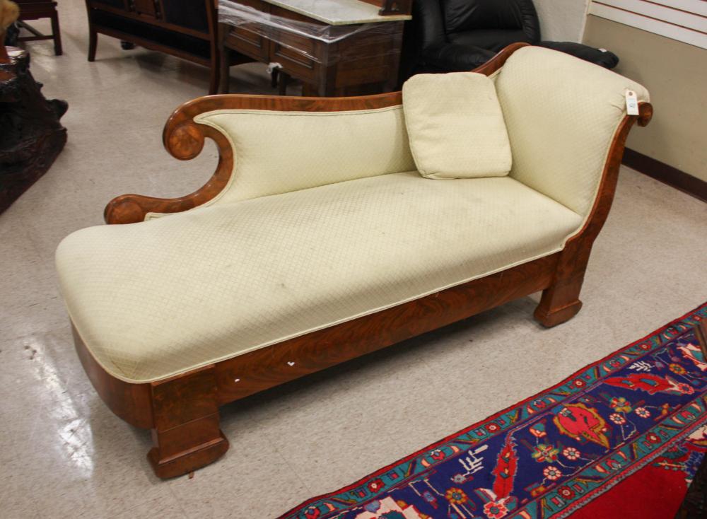 EMPIRE UPHOLSTERED MAHOGANY CHAISE