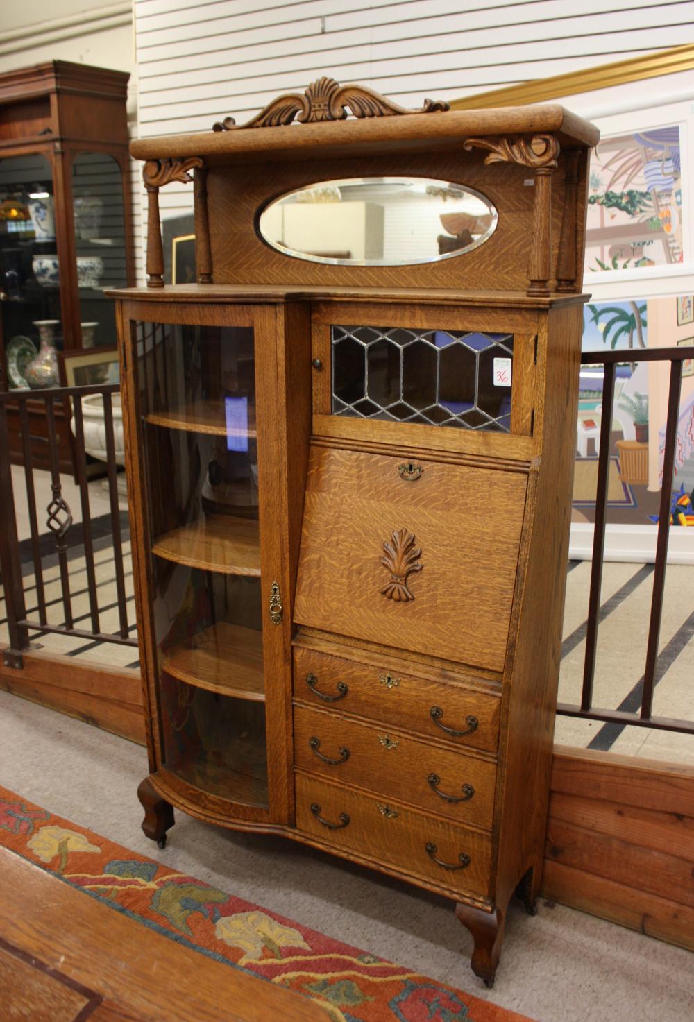 LATE VICTORIAN OAK SECRETARY BOOKCASELATE 33fba6