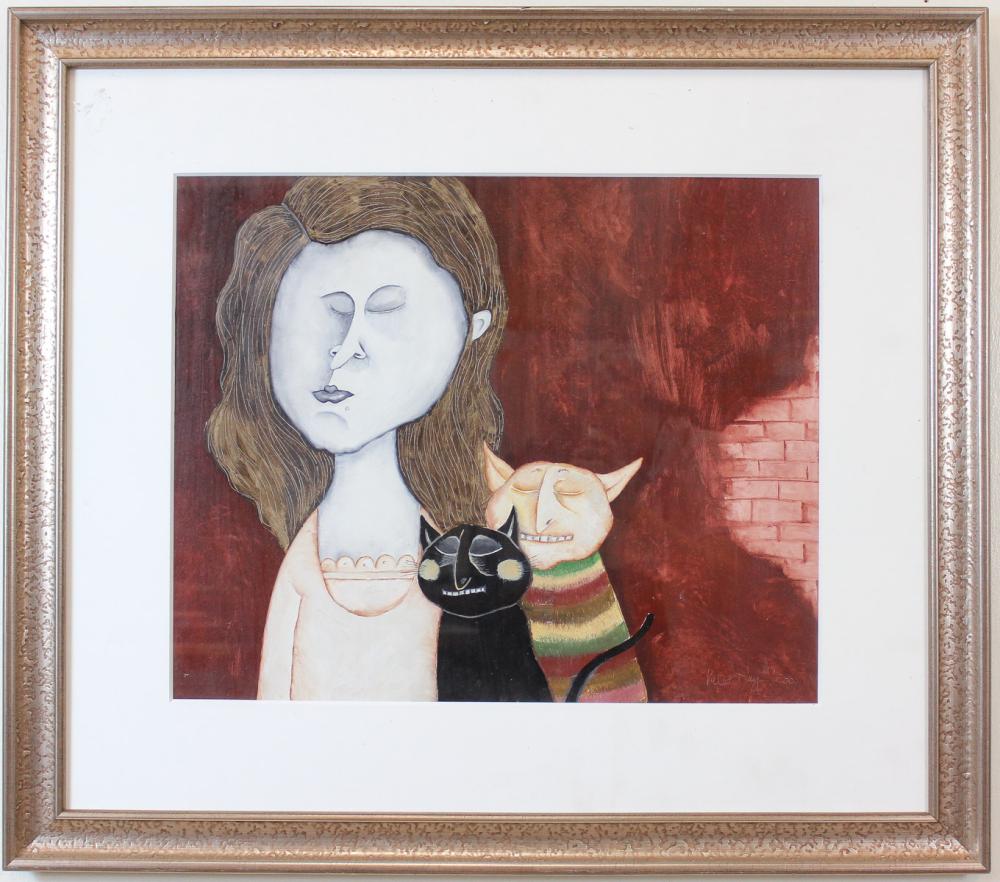 WOMAN WITH ANTHROPOMORPHIC CATS,