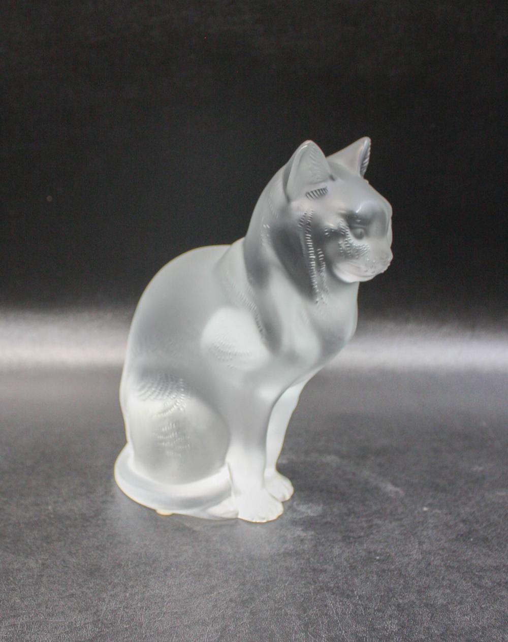 LALIQUE GLASS SCULPTURE, "CHAT