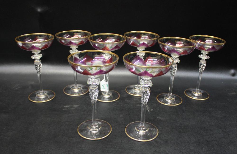 SET OF EIGHT VENETIAN GLASS CHAMPAGNESSET 33fc9d