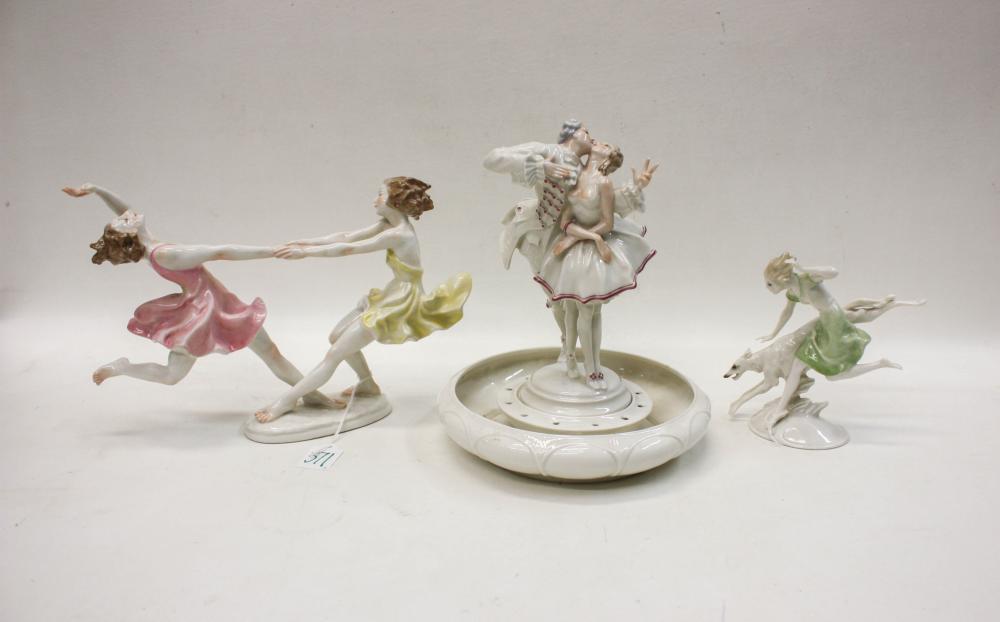 THREE HUTSCHENREUTHER PORCELAIN FIGURAL